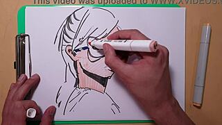 I sketch a portrait using Copic markers.