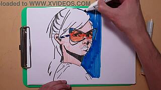 I sketch a portrait using Copic markers.