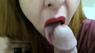 A wife takes her husband's penis out of his pants, gives him a handjob and then fucks him in the pussy, then shooting him internally