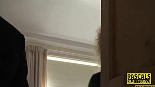 Real busty milf submissive performs a blowjob