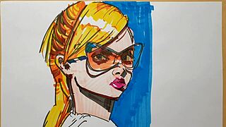 I sketch a portrait using Copic markers.