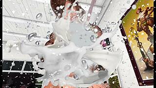 Shemale With Huge Cock Pressure Washes Tattooed Muscular Body!