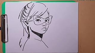 I sketch a portrait using Copic markers.