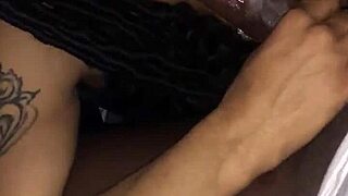 The pretty ebony bitch sucks the big black cock