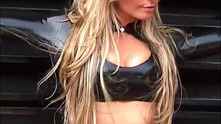 Blonde Latex Babe Amanda's Outdoor High Heel Boots Fetish