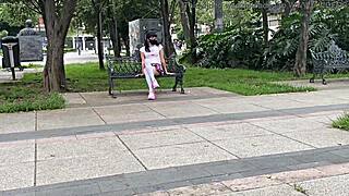 Shemale messicana in minigonna e codini scopata duro come prostituta esibizionista