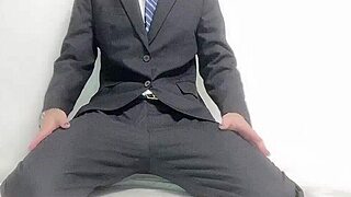 Busy Suit Guy Can't Stop Masturbating to Aoidick