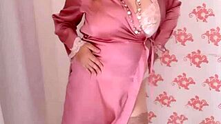 Mariaold fucks her huge boobs with a dildo and gives a blowjob