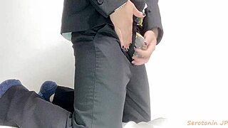 Busy Suit Guy Can't Stop Masturbating to Aoidick