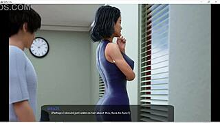 Milf with big tits kisses in anime college setting