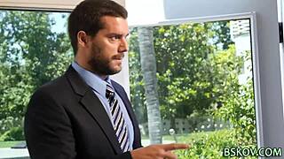 Pornstar in stockings masturbates with fingering, gives blowjob, doggystyle fucking with big tits