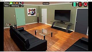 Milf with big tits kisses in anime college setting