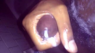 Intense shower sex with masturbation, handjob, and cumshot.