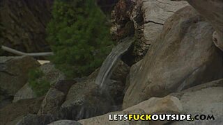 lets fuck outside - petite brunette fucked around a camp fire