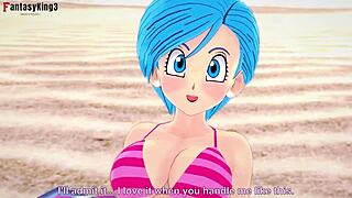bulma on the beach dragon ball short version with big tits and doggystyle