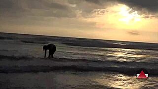 Wet Asian Model In Bikini At Beach