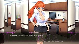 Have fun doing femdom in an anime bar scene with big tits and footjob