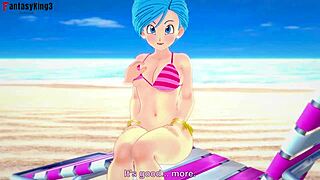bulma on the beach dragon ball short version with big tits and doggystyle
