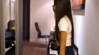 Asian Babe with Hairy Pussy Takes Massive Cock Deep in Her Tight Hole