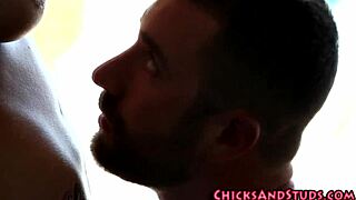 A great looking blonde woman with a killer booty jills a great looking well built man as he gets a sensual oral experience