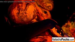 Wow! Busty Natasha Nice Films Sexy Black Light Masturbation Video!