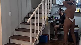 Working girl shows bikinis, gets pussy fucked