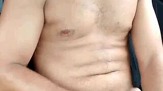 Young man masturbates outdoors in the open air