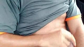 Young man masturbates outdoors in the open air