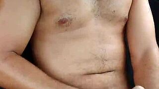 Young man masturbates outdoors in the open air