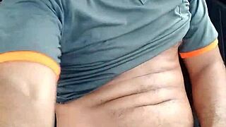 Young man masturbates outdoors in the open air