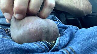 Masturbating balls deep in the car while driving