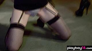 Kate trains a perfect blonde subslut with big tits in latex