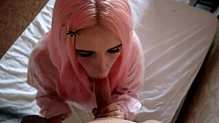 my cute pink-haired girlfriend sucks dick