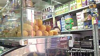 Busty Latina Store Clerk Wants To Do Porn.
