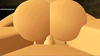 In Roblox POV, she gives blowjob then rides in cowgirl position