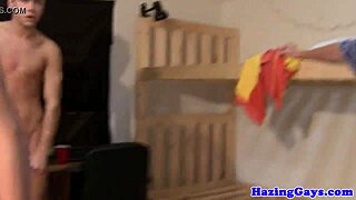 Twinks butt fucking and spilling cum in dorm