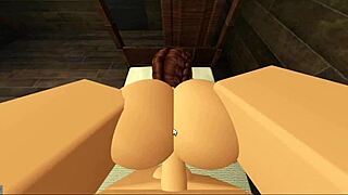 In Roblox POV, she gives blowjob then rides in cowgirl position