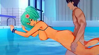 Ikki Tousen - Pool Sex with Hot Housen Ryofu in Sexy Tits Fucking Moaning Pussy