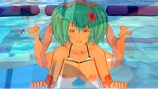 Ikki Tousen - Pool Sex with Hot Housen Ryofu in Sexy Tits Fucking Moaning Pussy