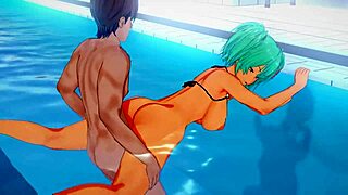 Ikki Tousen - Pool Sex with Hot Housen Ryofu in Sexy Tits Fucking Moaning Pussy