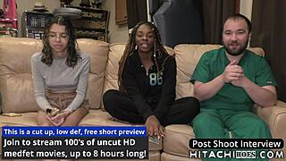 Gynecological examer uses Hitachi Hues toys to give African American college student intense pleasure