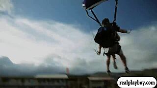 lovely babes sky diving and boar hunting in public outdoor reality