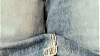 thin legs in jeans sexy girlfriend public masturbation outdoor