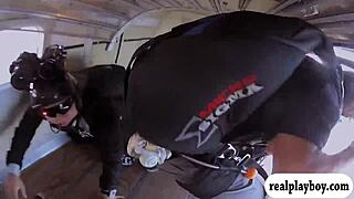 lovely babes sky diving and boar hunting in public outdoor reality