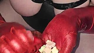 She enjoys the huge cum load on gummy candies with pure pleasure