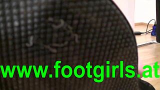 Licking lady's feet in POV domination