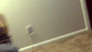 redhead amateur subtly licks and sucks balls with handjob tease.