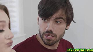 Redhead stepsister deepthroats while playing games