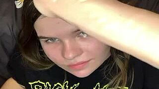 Slim girl has sex with a dildo, and she is fapping with it in front of the mirror