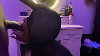 Ebony girl gives great blowjob times, black hardcore sucking monster cock intense session!